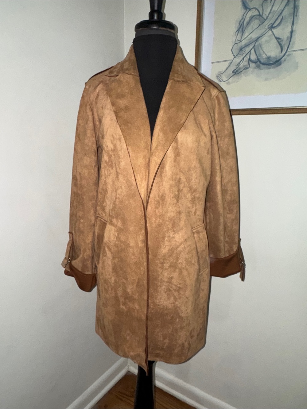 KUT from the Kloth Faye Faux Suede Tan Jacket-Size Small